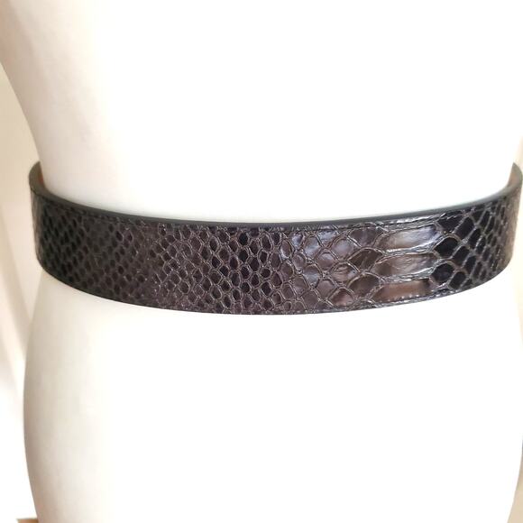 Ariat Black Leather Belt Reptile Pattern Baby 28 Silver Crystal Fat Baby Buckle - Picture 5 of 14
